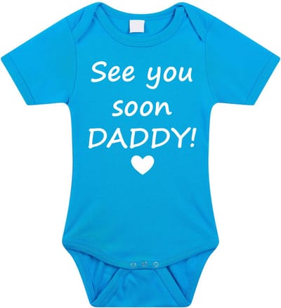Baby rompertje met leuke tekst | See you soon daddy! |zwangerschap aankondiging | cadeau papa mama opa oma oom tante | kraamcadeau | maat 80 blauw