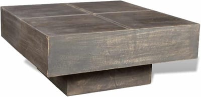 Vierkante salontafel - Bijzettafel hout - Dranken serveren - Massief mangohout - 68 x 68 cm - Donkerbruin