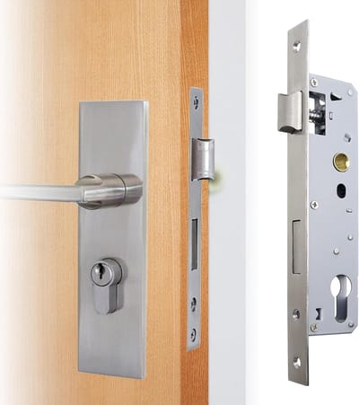 Robuuste insteekslot voor tuinpoort, buisframe slot, 85 mm, 30 mm, roestvrij staal, geschikt voor metalen deuren, links/rechts te gebruiken