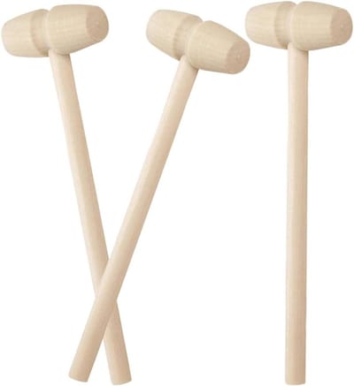 Set van 3 houten hamers - Mini hamer voor knutselen en schilderen voor kinderen - speelgoed voor krabben en kreeften