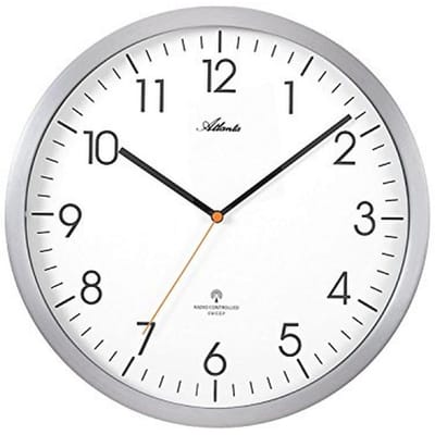 Ronde wandklok met radiografische sturing - Zilverkleurig, 30,5 cm