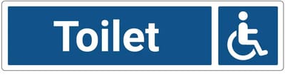 Rolstoel toilet deurbordje met zelfklevende strip | Forex Re materiaal | 20 x 5 cm