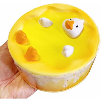 Schattige Kawaii Grote Zwemmende Eend Pudding Taart Langzaam Rijzend Jumbo Squishy Bedeltje Speelgoed met Taartgeur Gratis Verzending yellow