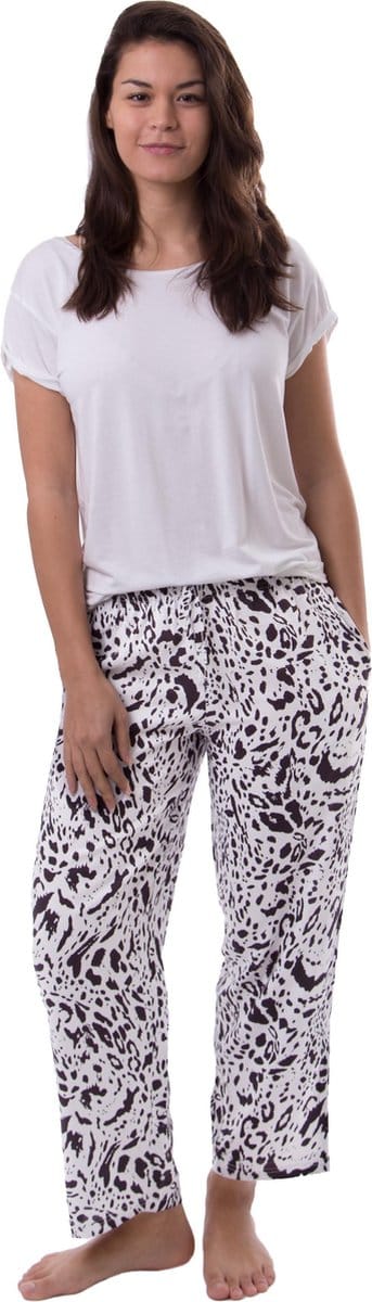 Amantes Dames yoga broek - lounge broek - zwart/wit print - Maat M