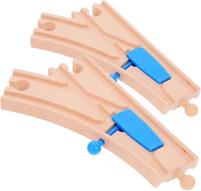 Houten Wisselrails - Treinbaan Accessoires - Uitbreiden Treinset - Interactief Wisselontwerp - 17x9.2x1.2CM - Multi