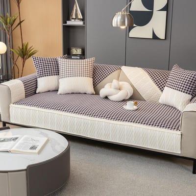 Duizend Vogel Ruit Splicing Bankhoes Chenille Antislip Bankhoes Alle Seizoenen Universeel Bankkussen voor Woonkamer Huisdecoratie 70x70cm 1pcs