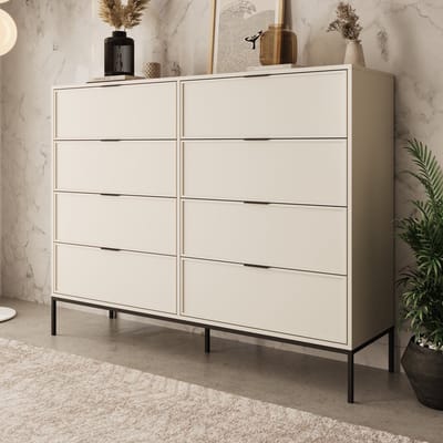 Meubella - Dominica - Ladekast met 8 lades - Beige - 150x40x115 cm
