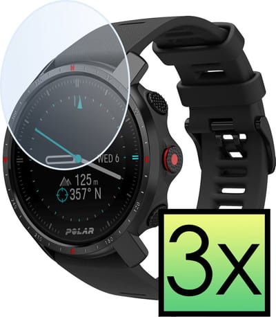 Screenprotector - 3 Stuks - Geschikt voor Polar Grit X Pro - Extra Sterk - Tempered Glass - Gehard Glas - Beschermglas Screen Cover - Bescherm Protector voor Smartwatch