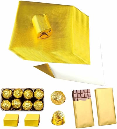 Gouden Folie Snoepwikkels - Grote Chocolade Wikkels van Dikke Papier Achterkant voor Feestdagen, Bruiloften en Verjaardagen