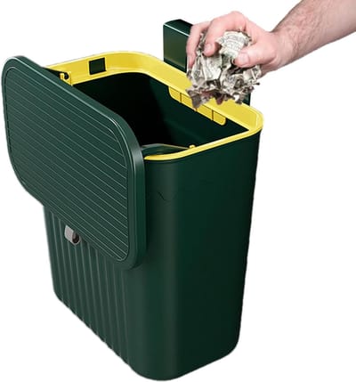 Compostemmer Keuken - Vuilnisbak Aanrecht - Afval Scheiden - Met Dicht Deksel - 27 x 13 x 29 cm - Groen