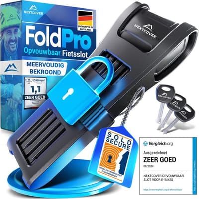 Nextcover Vouwslot 100cm FoldOne Pro | Fietsslot met Drie Sleutels | Fiets Slot met Houder | Slot voor Fietsen, E-Bikes, E-Scooter | SteelSecure-Technologie 3.0