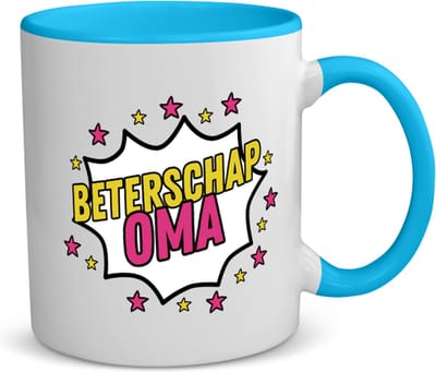 Akyol - beterschap oma koffiemok - theemok - blauw - Beterschap - een oma die ziek is of iets gebroken heeft - cadeau voor zieke oma - ziek - koorts - snel beter worden - cadeau - beterschap cadeau - kado - gift - geschenk - 350 ML inhoud