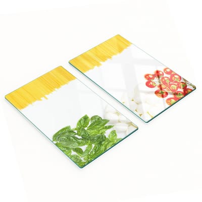 Multifunctionele decoratieve glazen keukenplanken met Italiaanse vlag, 2x30x52 cm