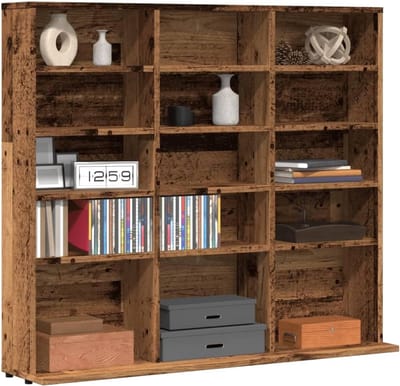 Cd-rek Hout - Opbergmeubel Media - Opslag Muziek - Vier Open Vakken - 100 x 23 x 895 cm