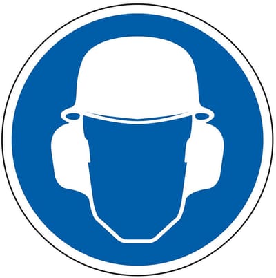 Helm en oorkap verplicht bord - kunststof 300 mm