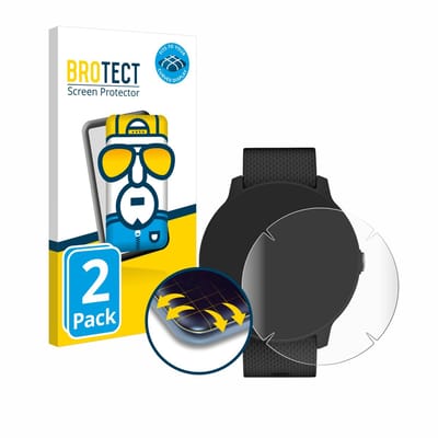 BROTECT - Screenprotector voor Garmin vivoactive 3 Music - Folie Beschermfolie transparant volledig dekking - 2 Stuks