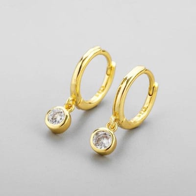 925 Sterling Zilver Witte Zirkonia Hoepeloorbel Voor Vrouwen Kleine Gouden Zilveren Oorbellen Dagelijkse Sieraden Cadeaus beige