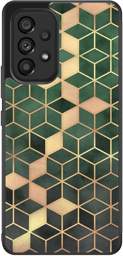 Leuke Telefoonhoesjes - Hoesje geschikt voor Samsung Galaxy A53 - Groen kubus - Backcover zwart - Print / Illustratie - Groen