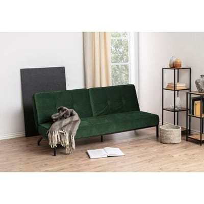 Slaapbank Elzen - Velvet - Groen - 198 x 87 x 95 cm (BxHxD)