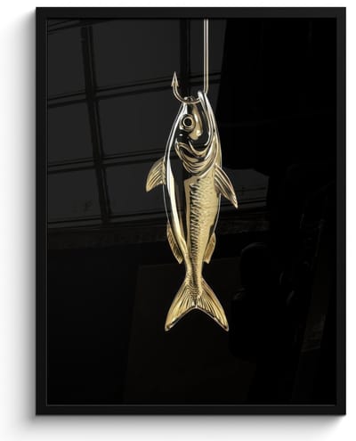 Poster in lijst - Fotolijst 50x70 cm - Posters - Goud - Vis - Haak - Zwart - Posterlijst zwart - Decoratie - Wanddecoratie woonkamer - Muurdecoratie slaapkamer