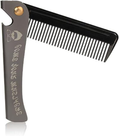 Draagbare RVS Baardkam voor Mannen, Opvouwbare Kam met Kurkentrekker voor Thuis en Kappers, Perfect voor Baardverzorging en Haarstyling