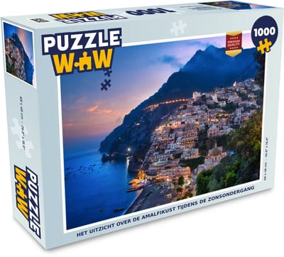 Puzzel Het uitzicht over de Amalfikust tijdens de zonsondergang - Legpuzzel - Puzzel 1000 stukjes volwassenen