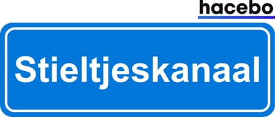 Hacebo - Plaatsnaam Sticker - 29x10 CM - Stieltjeskanaal sticker - Verkeersborden sticker - grappige cadeaus - Stieltjeskanaal