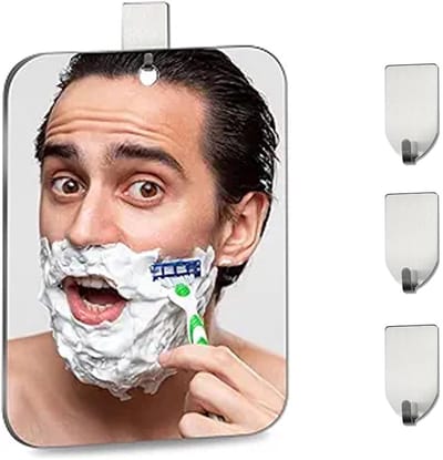 SnelShoppen - Grote Frameloze Douche Spiegel Anti Fog Badkamer Spiegel Wandgemonteerd Met Meerdere Scènes Wandstickers Voor Vrouwen Mannen Camping Spi