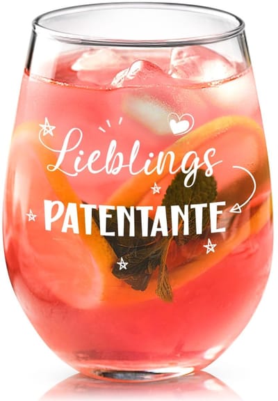 Dailygoods- Wijnglas 40 Ml - Cadeau Voor Verjaardag - Beste Patentante - Lieblingspatentante - Uniek Design - Persoonlijke Spreuk - Cadeauglas