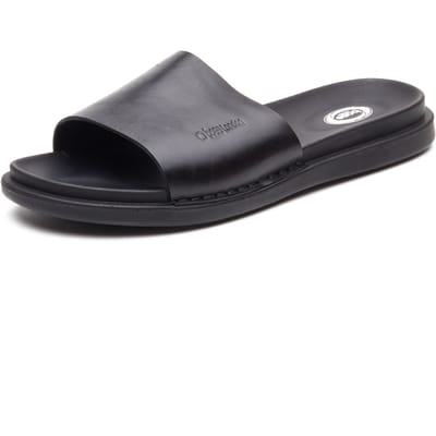 Base London Albany Leren Heren Slippers Zwart