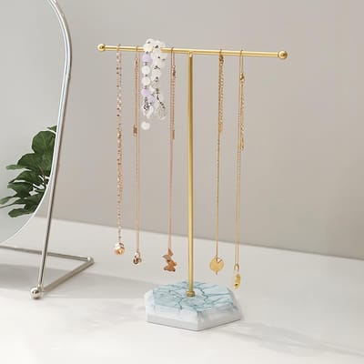 Dailygoods- Sieradenstandaard Goud - T-vormige Houder - Sieradenhouder Kettinghouder - Armband Houder - Oorbellenhouder - Duurzaam Metalen Rek