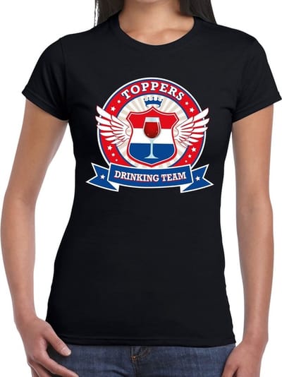 Toppers drinking team t-shirt / t-shirt zwart dames - Toppers kleding XS