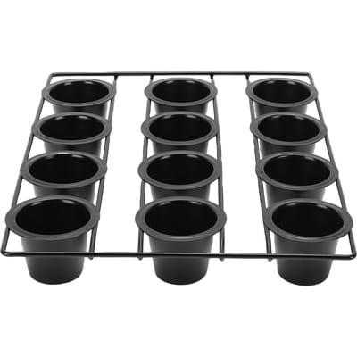 Moule à Muffins 12 Tasses en Acier au Carbone Moule à Cupcakes Antiadhésif pour Cuisine Domestique black