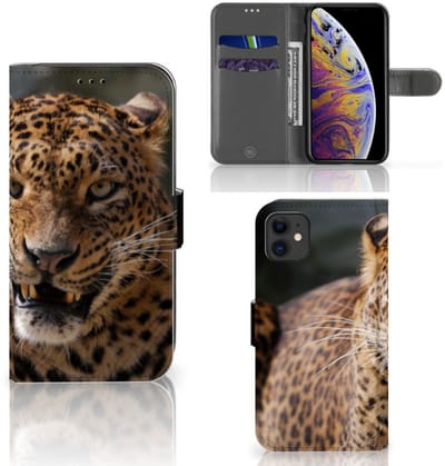 Apple iPhone 11 Telefoonhoesje met Pasjes Luipaard
