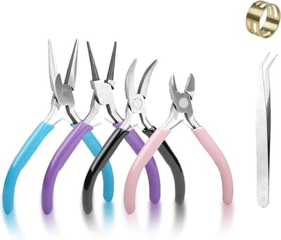 4-delige Tangset voor Sieraden Maken en Reparatie - Punttang, Zijsnijder, Ronde Tang en Draadsnijder, 11,4 cm