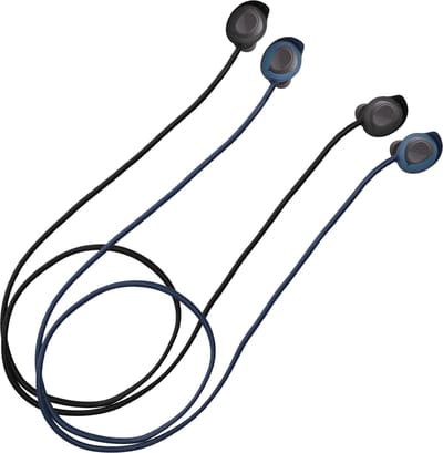 kwmobile 2x oordopjes koord - geschikt voor Samsung Galaxy Buds FE - Voor draadloze oordoppen tegen verlies - In donkerblauw / zwart