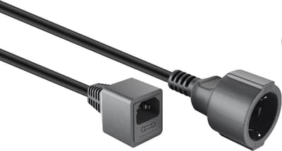 C14 - CEE 7/3 stroomkabel voor UPS/PDU - incl. 10A zekering - 3x 1,00mm / zwart - 0,20 meter