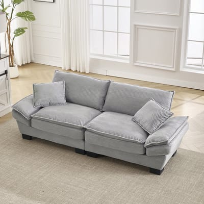 STILVORA Sofa - Modern Velvet Tweezitsbank - Ultradiep Comfortabel Ontwerp - Voor Woonkamer, Slaapkamer en Kantoor - Lichtgrijs