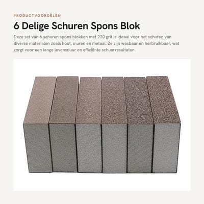 Dailygoods- Schuurblok 220 Grit - Schuurpapier Set - Dual-Use - Wasbaar - Herbruikbaar - 70x100x16mm - Hoge Dichtheid