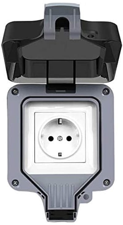 Buitenstopcontact - IP66 Waterdicht Stopcontact - Geschikt voor parkeerplaatsen, gazons en stopcontacten in huis - Grijs