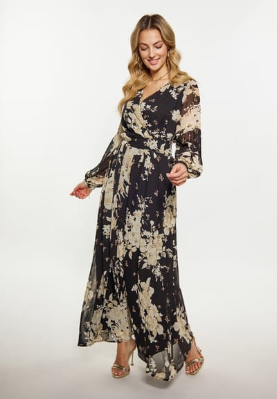 Faina Jurk Dames zwarte bloem