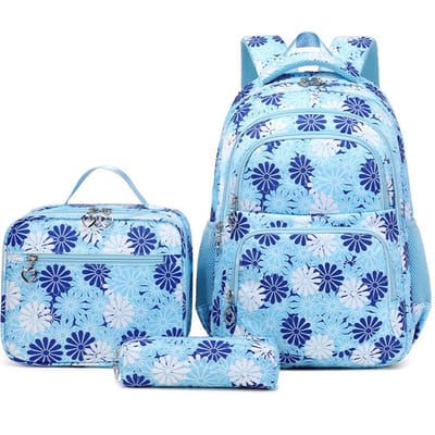 3-delige/Set Schoolrugzakken Daisy Print Grote Capaciteit Student Rugzak met Lunchtas Lichtgewicht Laptop Tas Boekentassen 2025