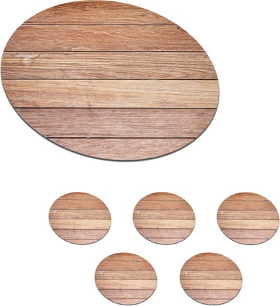 Onderzetters voor glazen - Rond - Eikenhout - Planken - Patronen - 10x10 cm - Glasonderzetters - 6 stuks