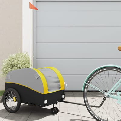 vidaXL - Fietstrailer - 30 - kg - ijzer - zwart - en - geel