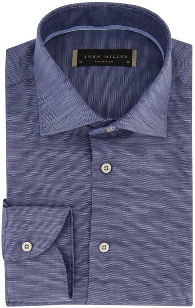 John Miller business overhemd normale fit blauw gemêleerd