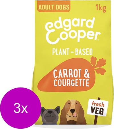 Edgard & Cooper Plantbased Adult Wortel&Courgette - Hondenvoer - 3 x 1 kg