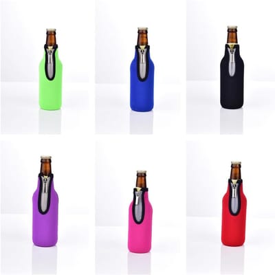 Dikke Neopreen Fleshoes voor 12oz 330ml Bierflessen, Antislip Zipper Sleeve (Set van 6) - Ideaal voor Feesten en Barbecues in Diverse Kleuren