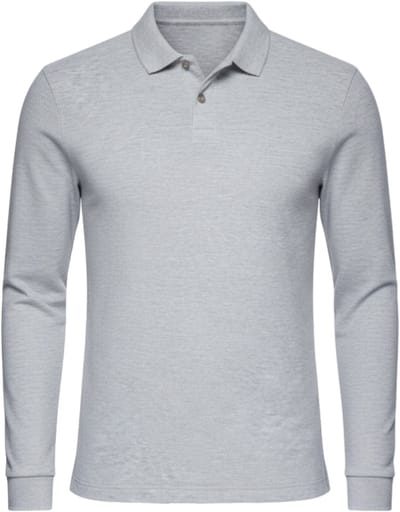 OMBRE Polo - Regular Fit - Katoen - Lange Mouw Grijs Gemêleerd S