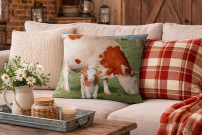 Canvas Countryside Cows Collection Kussenhoes - Koe - Koeien - 45x45 cm