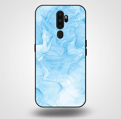 Smartphonica Telefoonhoesje voor OPPO A5 2020 met marmer opdruk - TPU backcover case marble design - Lichtblauw geschikt voor OPPO A5 (2020)